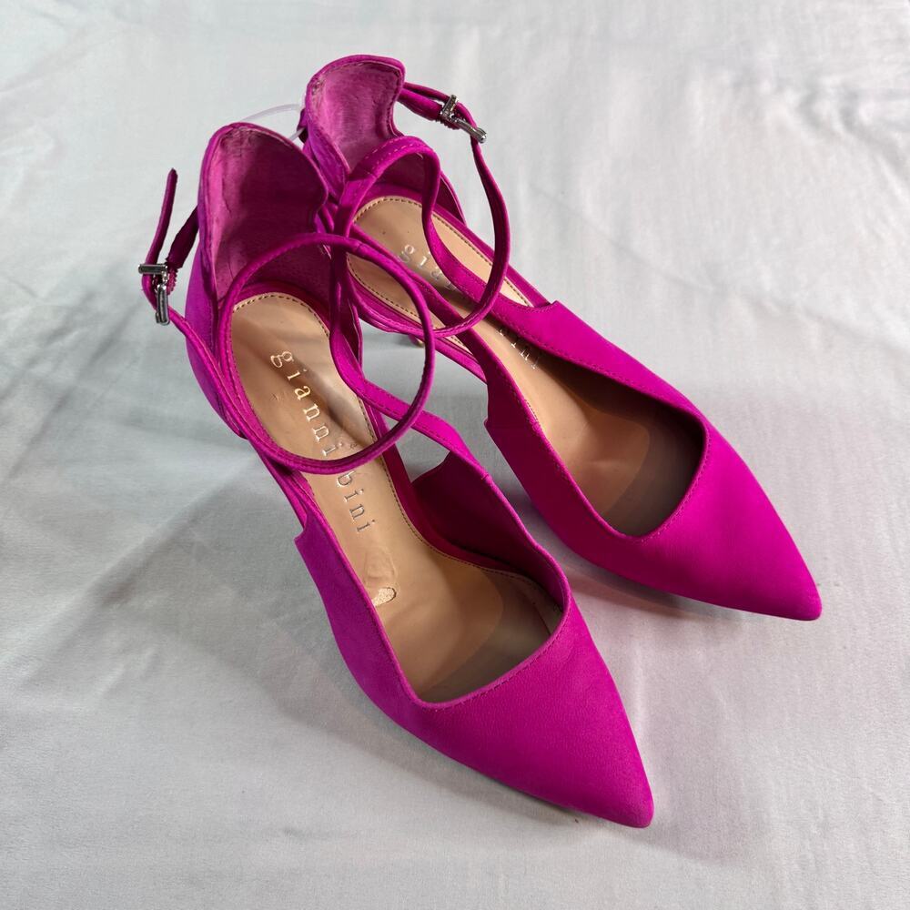 Gianni Bini Hula Tiera Pink Ankle Wrap Heels Womens 8.5M Pointed Toe View 2